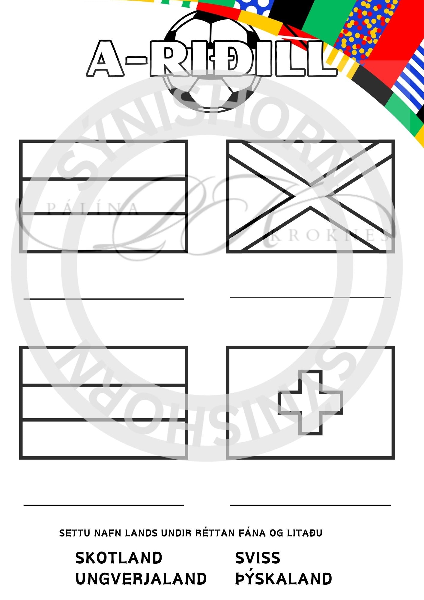 EM 2024 - verkefnahefti og litabók (7 EUR = 1000 isk)